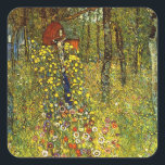 Pegatina Cuadrada Jardín de granja con Crucifijo por Gustav Klimt<br><div class="desc">Jardín de granja con Crucifijo (1911/1912) de Gustav Klimt es un simbolismo de la época victoriana vintage de la pintura religiosa de arte fino. Una escena natural con una variedad de flores alrededor de un crucifijo con Jesucristo en un jardín en una granja. Sobre el artista: Gustav Klimt (1862-1918) fue...</div>