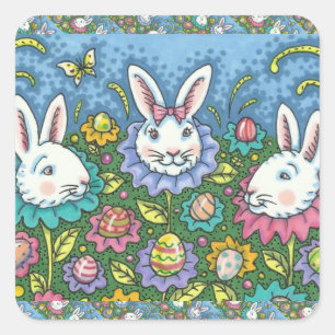 PEGATINA CUADRADA JARDÍN DE HUEVOS DE ORIENTE SIMILAR, FLORES DE RAB