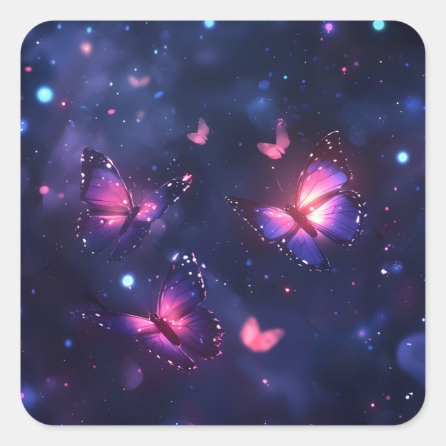 Pegatina Cuadrada Jardín de mariposas nocturnas celestiales (Anverso)