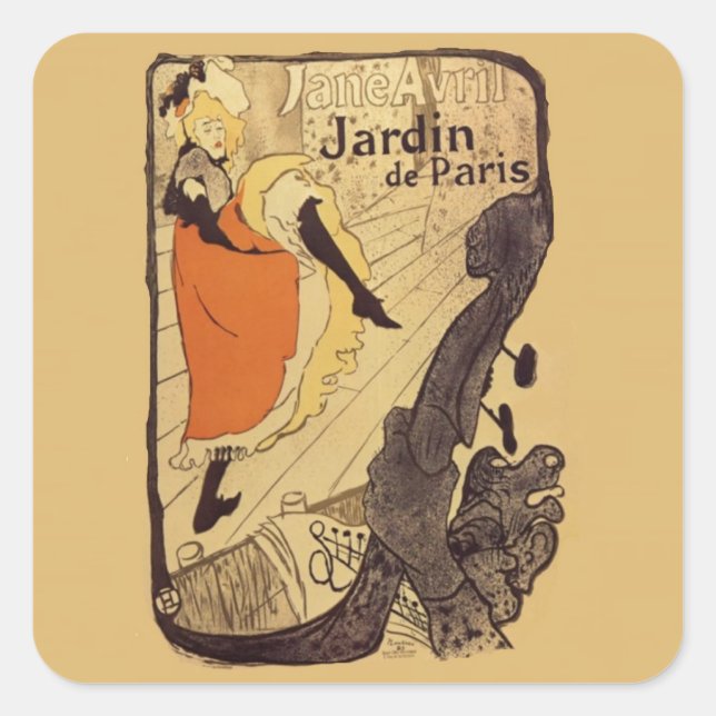 Pegatina Cuadrada Jardin de Paris - Toulouse-Lautrec (Anverso)