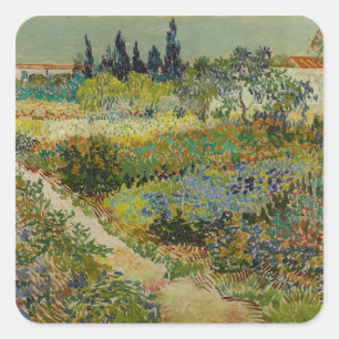 Pegatina Cuadrada Jardín de Van Gogh en Arles Impresionista floral
