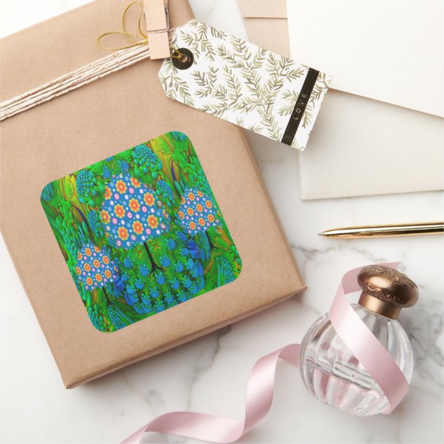 Pegatina Cuadrada Jardín de verano (Regalar)