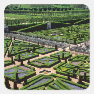 Pegatina Cuadrada Jardín en el castillo de Villandry, Indre-et-Loire
