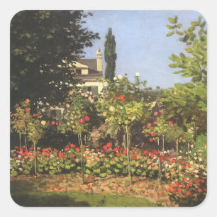 Pegatina Cuadrada Jardín en flor en Sainte Adresse por Claude Monet