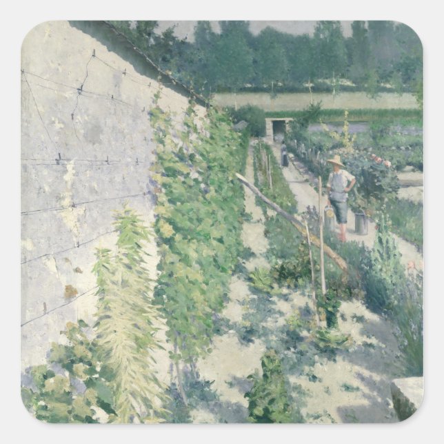 Pegatina Cuadrada Jardín en Grez, 1884 (Anverso)