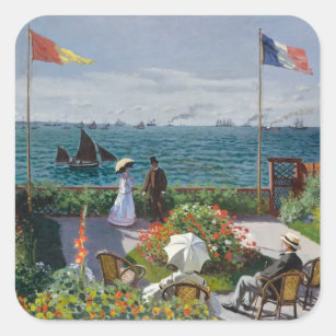 Pegatina Cuadrada Jardín en Sainte-Adresse - Arte fino Claude Monet