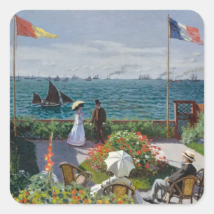 Pegatina Cuadrada Jardín en Sainte-Adresse - Arte fino Claude Monet