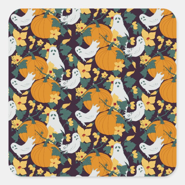 Pegatina Cuadrada Jardín Ghostly (Anverso)