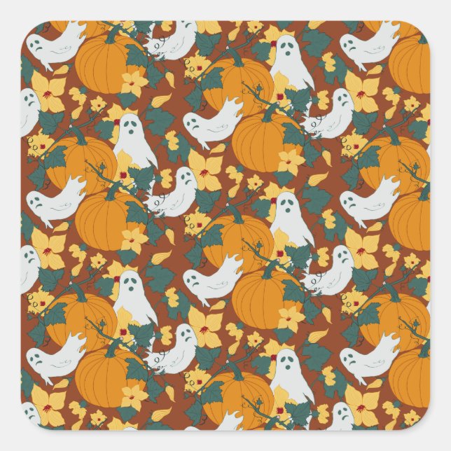 Pegatina Cuadrada Jardín Ghostly (Anverso)