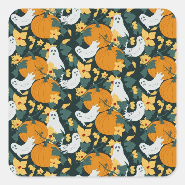 Pegatina Cuadrada Jardín Ghostly (Anverso)