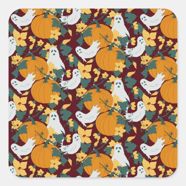 Pegatina Cuadrada Jardín Ghostly (Anverso)