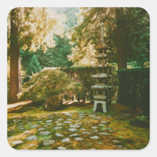 Pegatina Cuadrada Jardín Japonés de Portland