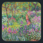 Pegatina Cuadrada Jardín Monet Iris en Pegatinas Giverny<br><div class="desc">Jardín Monet Iris en los pegatinas Giverny. Óleo sobre lienzo 1899. El Iris Garden de Giverny representa una de las pinturas florales más coloridas y queridas de Monet. El uso vibrante de púrpura, rojos, verdes y azules hace de esta una de las piezas impresionistas más dinámicas de este rico periodo...</div>