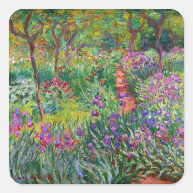Pegatina Cuadrada Jardín Monet Iris en Pegatinas Giverny (Anverso)