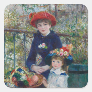 Pegatina Cuadrada Jardín paisaje de las hermanas Renoir Cottagecore