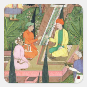 Pegatina Cuadrada Jardines acuáticos, del Álbum Clive (gouache on pa