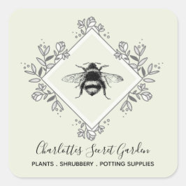 Pegatina Cuadrada Jardines de guardería de planta para el logotipo d