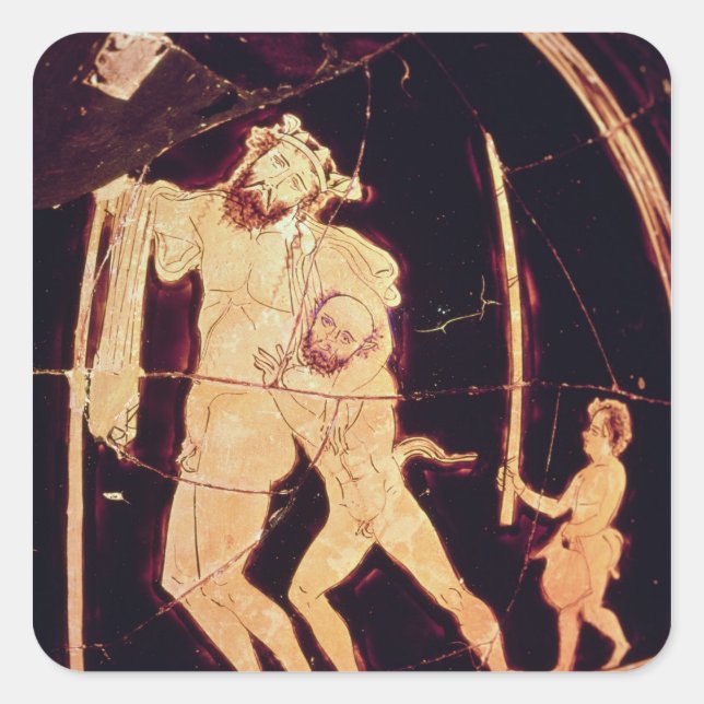 Pegatina Cuadrada Jarrón de figuras rojas del ático (Anverso)