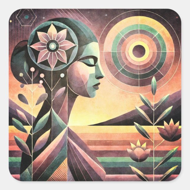 Pegatina Cuadrada Jasmine (Anverso)