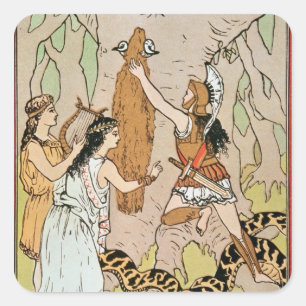 Pegatina Cuadrada Jason que agarra el paño grueso y suave de oro