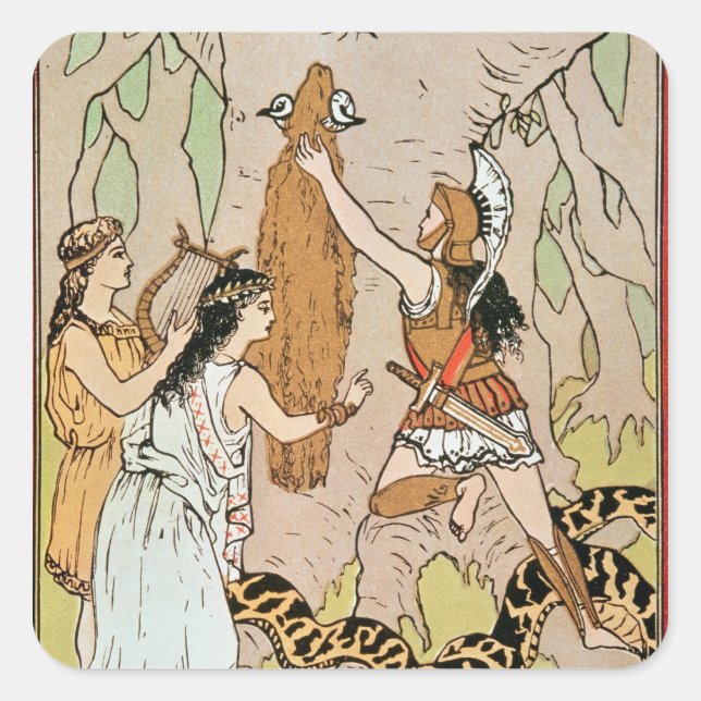 Pegatina Cuadrada Jason se apoderó de la Flota Dorada (Anverso)