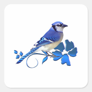 Pegatina Cuadrada Jay Bird Azul
