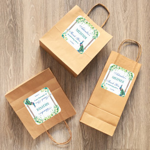 Pegatina Cuadrada Jazmín de pavo real florece arco boda india mehndi