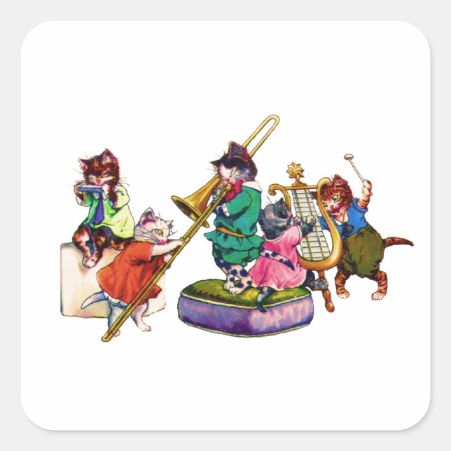 Pegatina Cuadrada Jazz Cats (Anverso)