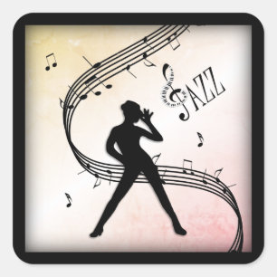 Pegatina Cuadrada Jazz Dance Apricot Peach Music
