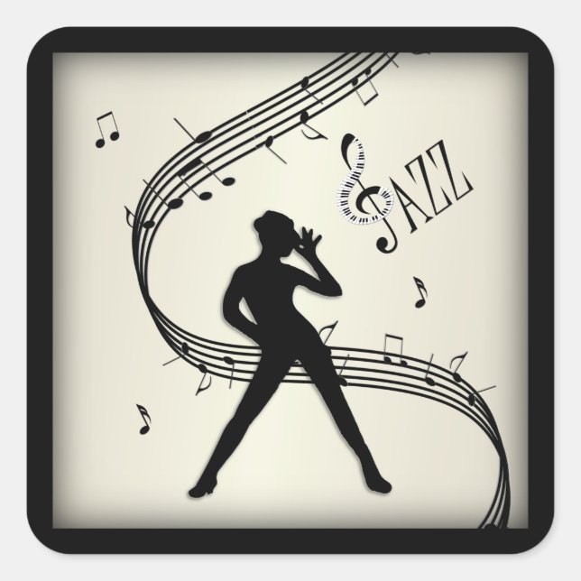 Pegatina Cuadrada Jazz Dance Gold Music (Anverso)