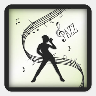Pegatina Cuadrada Jazz Dance Olive Green Music