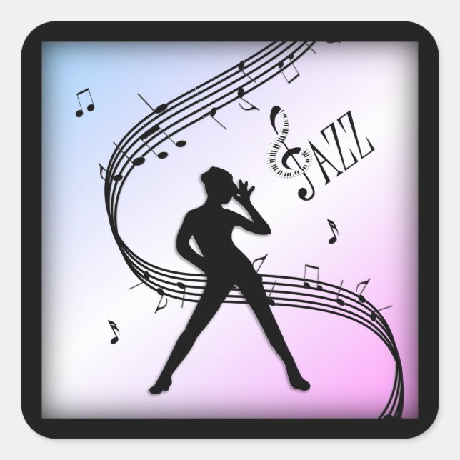 Pegatina Cuadrada Jazz Dance Two Tone Purple Music (Anverso)