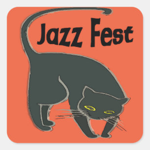 Pegatina Cuadrada Jazz Fest Chat Noir, Red 2015