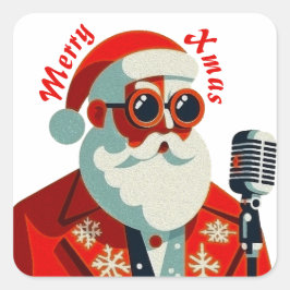 Pegatina Cuadrada Jazzy Santa Holiday Cheer
