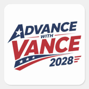 Pegatina Cuadrada JD Vance para la elección presidencial de 2028 