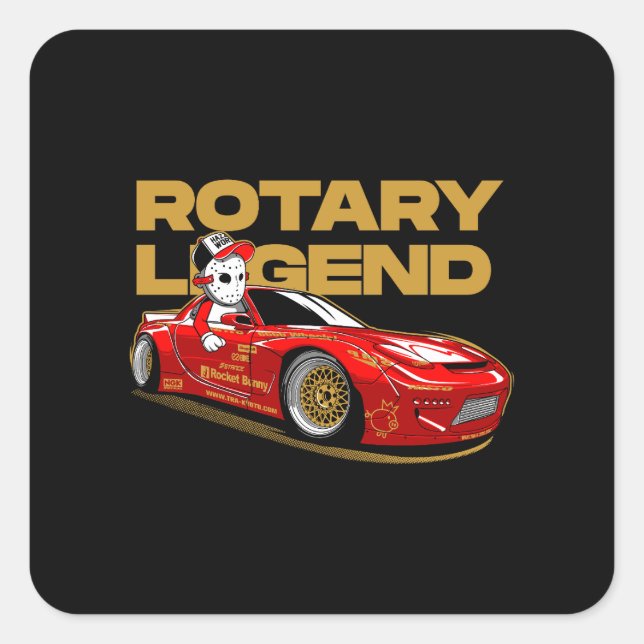 PEGATINA CUADRADA JDM RED ROTARY DRIFT LEGEND (Anverso)