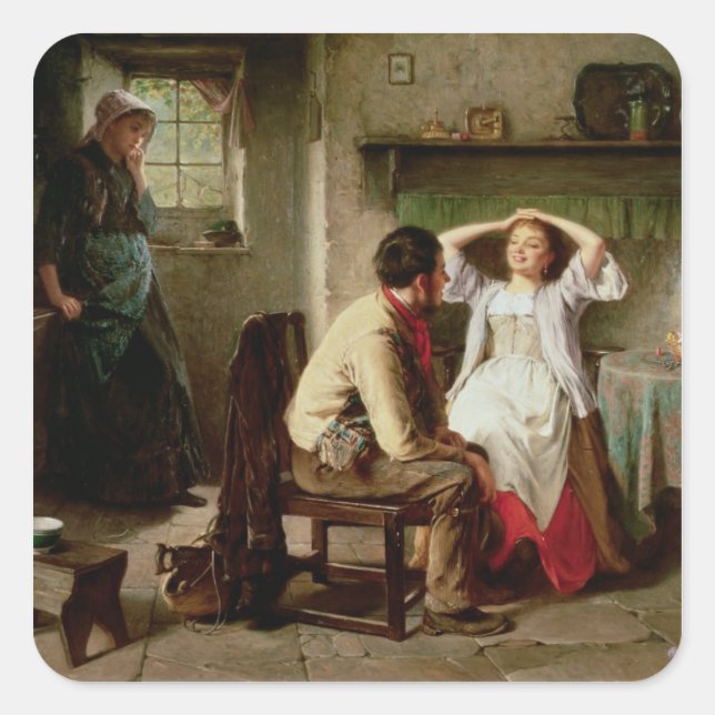 Pegatina Cuadrada Jealousy Flirtation (Anverso)