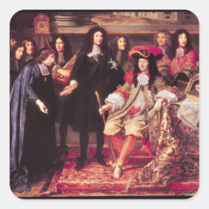 Pegatina Cuadrada Jean-Baptiste Colbert Presentando a los diputados