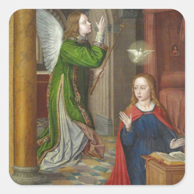 Pegatina Cuadrada Jean Hey Annunciation (Anverso)