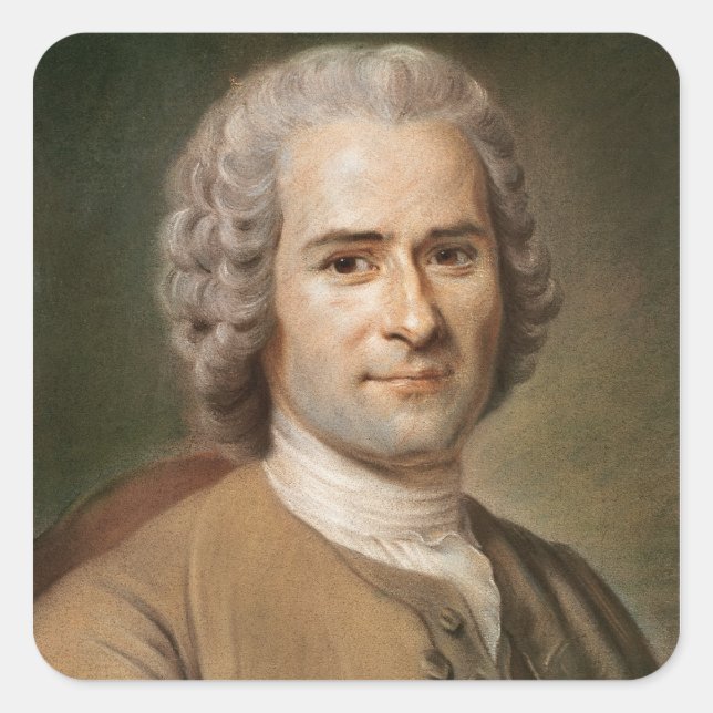 Pegatina Cuadrada Jean-Jacques Rousseau después de 1753 (Anverso)