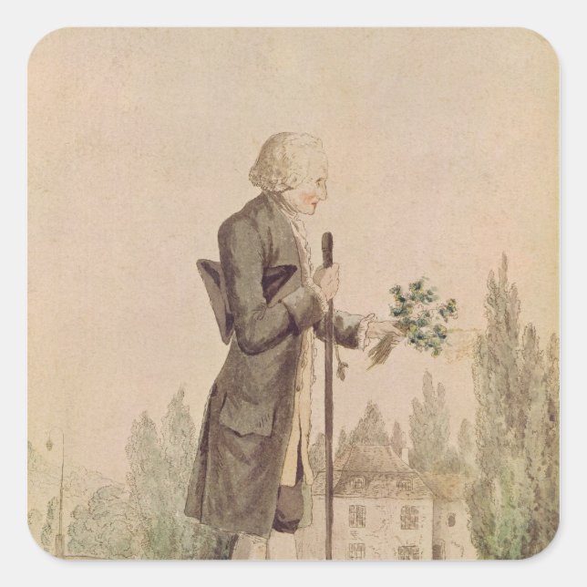 Pegatina Cuadrada Jean-Jacques Rousseau Gather Herbs (Anverso)