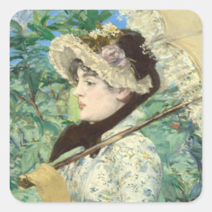 Pegatina Cuadrada Jeanne (primavera) Edouard Manet