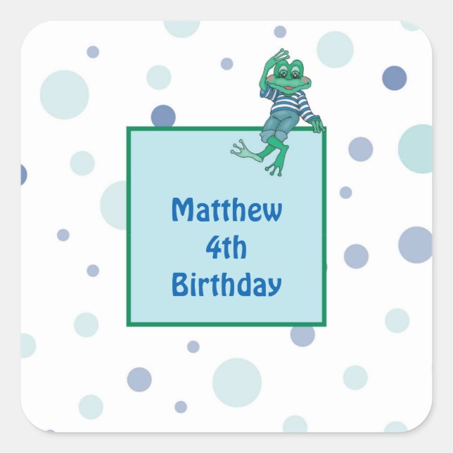 Pegatina Cuadrada Jeans con rana (Anverso)