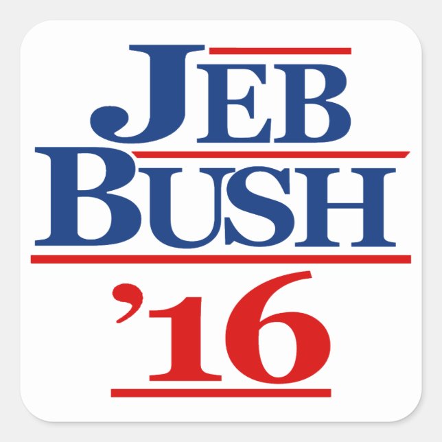 Pegatina Cuadrada Jeb Bush 2016 (Anverso)