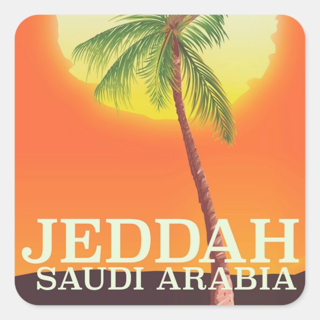 Pegatina Cuadrada Jeddah Arabia Saudita poster de vacaciones (Anverso)