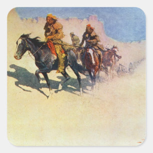 Pegatina Cuadrada Jedediah Smith cruzando el desierto