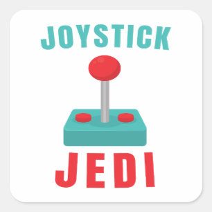 Pegatina Cuadrada Jedi del Joystick Comediante Papá Jugador Retro