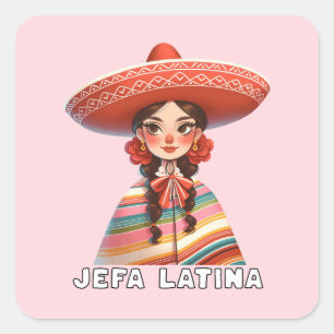 Pegatina Cuadrada Jefa Latina Latinx Propietaria de Pequeñas Empresa