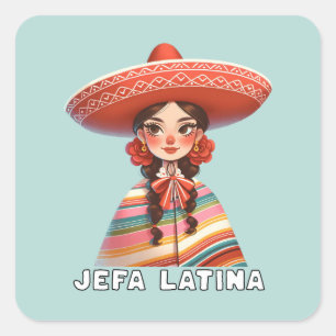 Pegatina Cuadrada Jefa Latina Latinx Propietaria de Pequeñas Empresa