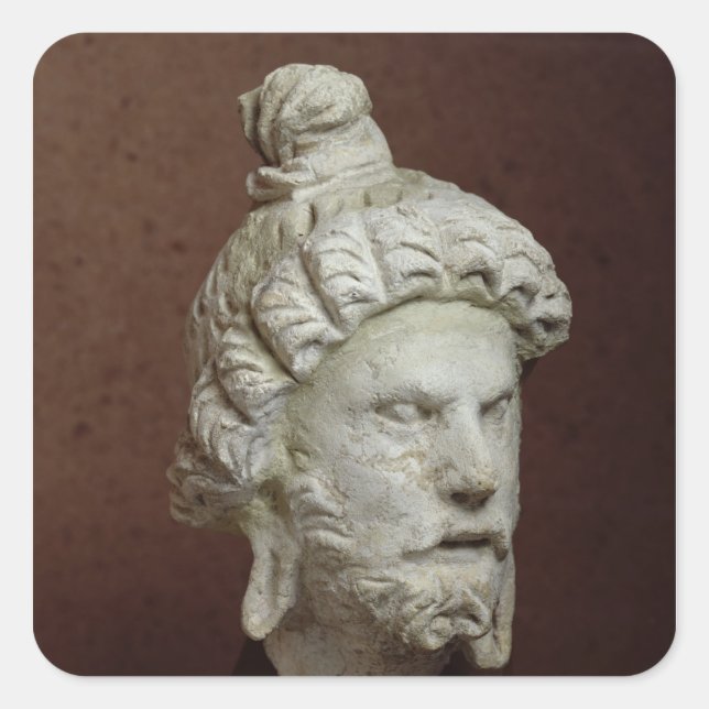 Pegatina Cuadrada Jefe de Brahma, Afganistán, siglo II a 4º (Anverso)